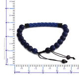 LAPIS Blue Faux Leather Woven & Beaded Friendship Adjustable Bracelet