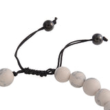 White Howlite Gemstone Bead & Faux Leather Woven Friendship Adjustable Bracelet