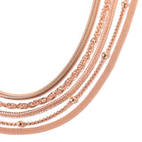 ION Plated Rose Gold Over Stainless Steel 5 Multi Link Chain Set all 20"
