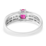 Platinum over Sterling Silver Burmese RUBY Band Ring