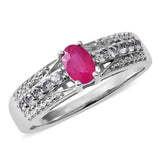 Platinum over Sterling Silver Burmese RUBY Band Ring