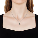 Sterling Silver Green AMETHYST/CZ Pendant with 20" Chain with Magnetic Clasp