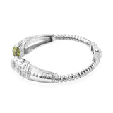 Stainless Steel Chinese Peridot Hinged Bangle Bracelet (7.25 in)