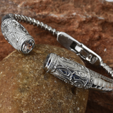 Stainless Steel WHITE TOPAZ Hinged Bangle Bracelet (7.25 in)