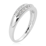 Sterling Silver Channel Set Two Row .15ct White DIAMOND Ring (size 7)
