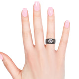 ION Black Plated Stainless Steel White 5ct. CZ Ring (size 8.5)