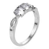 Stainless Steel PETALITE 3 Stone Trilogy Open Work Ring (size 8)