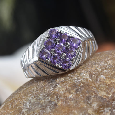 Stainless Steel 1.35 ct Bolivian AMETHYST Men's Ring (Size 11)