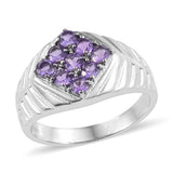Stainless Steel 1.35 ct Bolivian AMETHYST Men's Ring (Size 11)