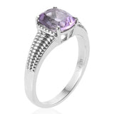 Stainless Steel 2.90 ct Rose De France AMETHYST Unisex Solitaire Ring (size 11)