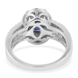 Rhodium/Sterling Silver Masoala SAPPHIRE & Topaz Halo Ring (3.50 cts)