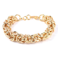 Heavy Yellow Gold ION Plated Stainless Steel Byzantine Bracelet 7.50"