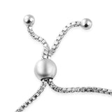 Platinum over Sterling Silver 1.00ct White Diamond Coffee Link Adjustable Bracelet