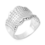 Sterling Silver Dots/Holes Scalloped edged Concave Ring  (7.02 g)