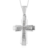 Platinum over Sterling Silver .25ct White Diamond Cross Pendant with 20" Chain