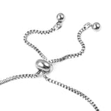 Stainless Steel White CZ Floral Adjustable Sliding Bracelet