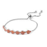 Stainless Steel Orange CZ Floral Adjustable Sliding Bracelet