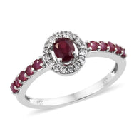 Platinum over Sterling Silver RUBY & ZIRCON Halo Ring