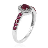 Platinum over Sterling Silver RUBY & ZIRCON Halo Ring