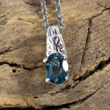 Sterling Silver .90 cts London Blue Topaz Pendant with 20" Chain with Magnetic Clasp