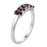 Sterling Silver Mozambique GARNET Oval Shaped 5 Gemstone Ring (size 5)
