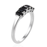 Sterling Silver THAI BLACK SPINEL Oval Shaped 5 Gemstone Ring (size 5)