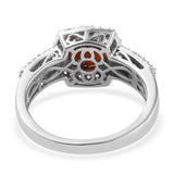 Platinum over Sterling Silver 2.9ct. RED CITRINE & White Zircon Halo Ring (size 8)