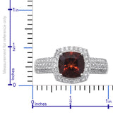 Platinum over Sterling Silver 2.9ct. RED CITRINE & White Zircon Halo Ring (size 8)