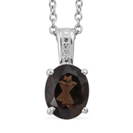 Sterling Silver SMOKY QUARTZ Pendant with 20" Chain with Magnetic Clasp