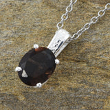 Sterling Silver SMOKY QUARTZ Pendant with 20" Chain with Magnetic Clasp