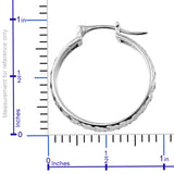 Platinum over Sterling Silver (5.8 g) Argyle Diamond Cut Hoop Earrings & Ring Set