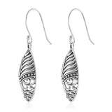 Artisan Crafted Sterling Silver Scroll Work Feather Shape Dangle Earrings (4.27 g)