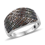 Designer *GP Platinum/Sterling Silver 1.02 ct. Multi color DIAMOND band Ring