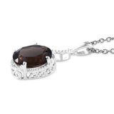 Sterling Silver 4.4 ct. SMOKY QUARTZ Pendant with 20" Chain with Magnetic Clasp