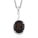 Sterling Silver 4.4 ct. SMOKY QUARTZ Pendant with 20" Chain with Magnetic Clasp