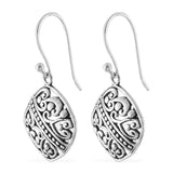 Artisan Crafted Sterling Silver Square Scroll/Bead Dangle Earrings (3.31 g)