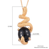 Designer Vermeil YG /Sterling Silver Black Spinel & Snake Pendant with Chain