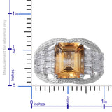 Platinum over Sterling Silver 7ct. Brazilian Citrine and White Topaz Statement Ring
