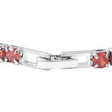 Silvertone Red CZ Cubic Zirconia Line Bracelet (6.50") & Earring Set