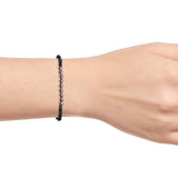 14K Rose Gold/Sterling Silver Bead & Faceted BLACK SPINEL Bead Adjustable Bracelet