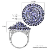 Platinum over Sterling Silver 8.35 cts. TANZANITE Multi Shapes Cluster Ring