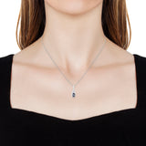 Platinum over Sterling Silver .96 cts London Blue & White Topaz Pendant with 18" Chain