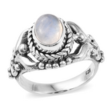 Sterling Silver Decorative Handcrafted Rainbow MOONSTONE Ring