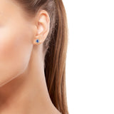Platinum/Sterling Silver .75cts Pear Burmese SAPPHIRE & Zircon Halo Stud Earrings