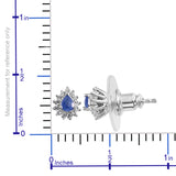Platinum/Sterling Silver .75cts Pear Burmese SAPPHIRE & Zircon Halo Stud Earrings