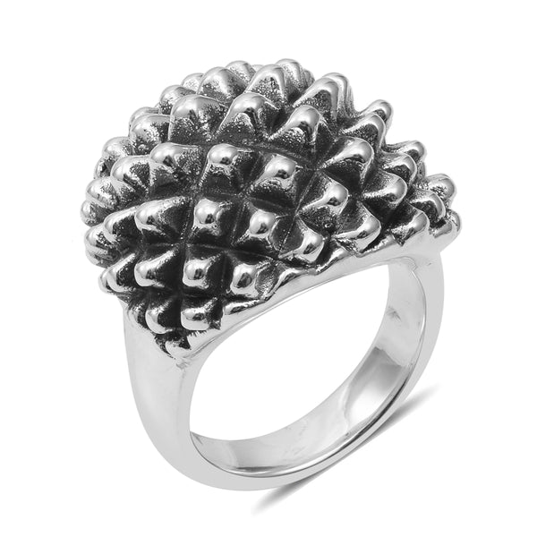 Sterling Silver Domed & Spiked Band Ring (size 6)