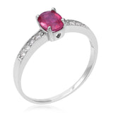 Sterling Silver RUBY & White ZIRCON Solitaire Ring