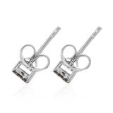 Platinum, Rhodium over Sterling Silver Floral CHAMPAGNE DIAMOND Earrings .15 cts