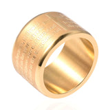 ION Plated Y Gold Stainless Steel "The Lord's Prayer" Thick Band Ring size 6.5