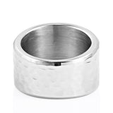 Thick Stainless Steel Hammered Textured Ring (Size 5.5)